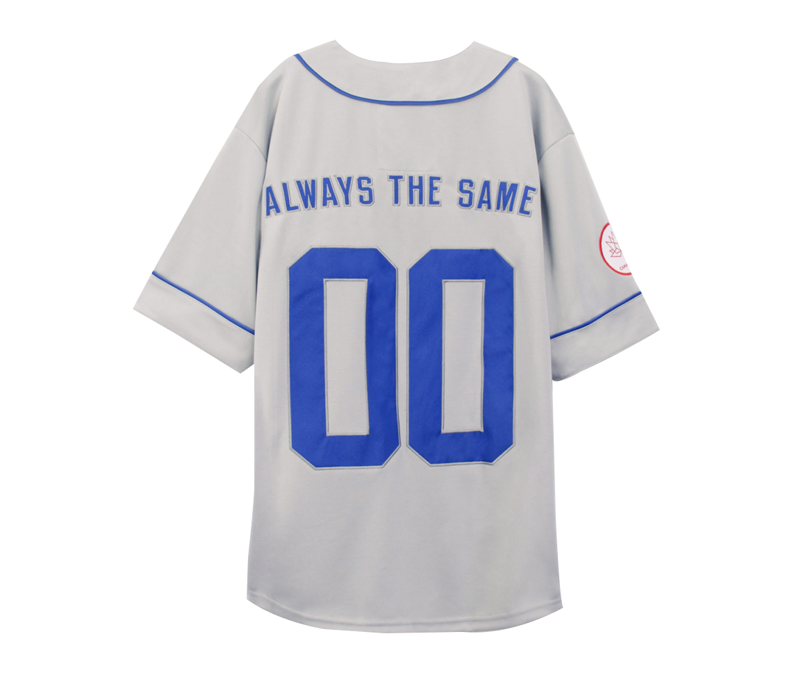 Grey and blue baseball jersey clearance